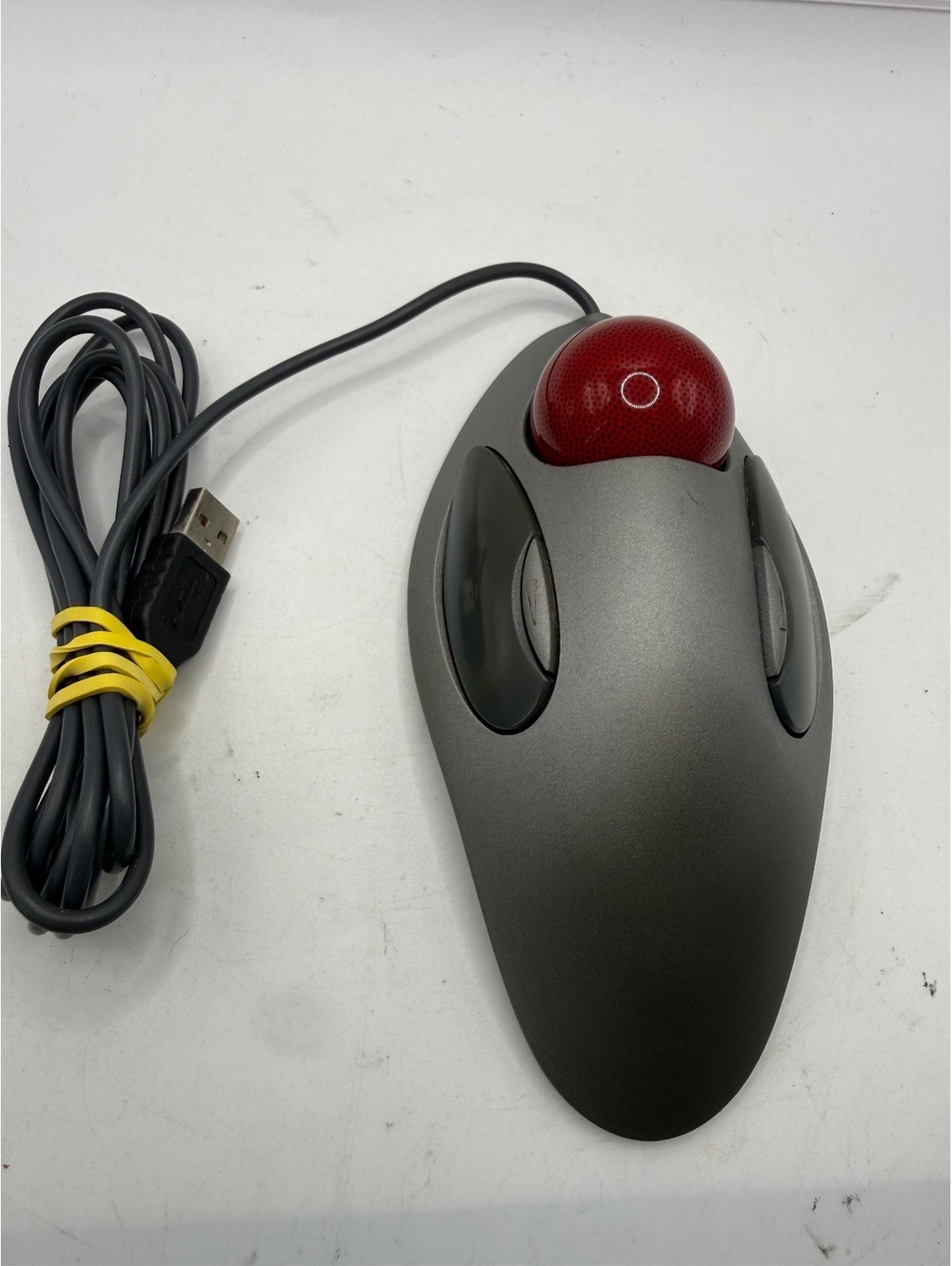 Logitech Marble Mouse USB Trackball T-BC21 Gray Red Wired Vintage PC Mac